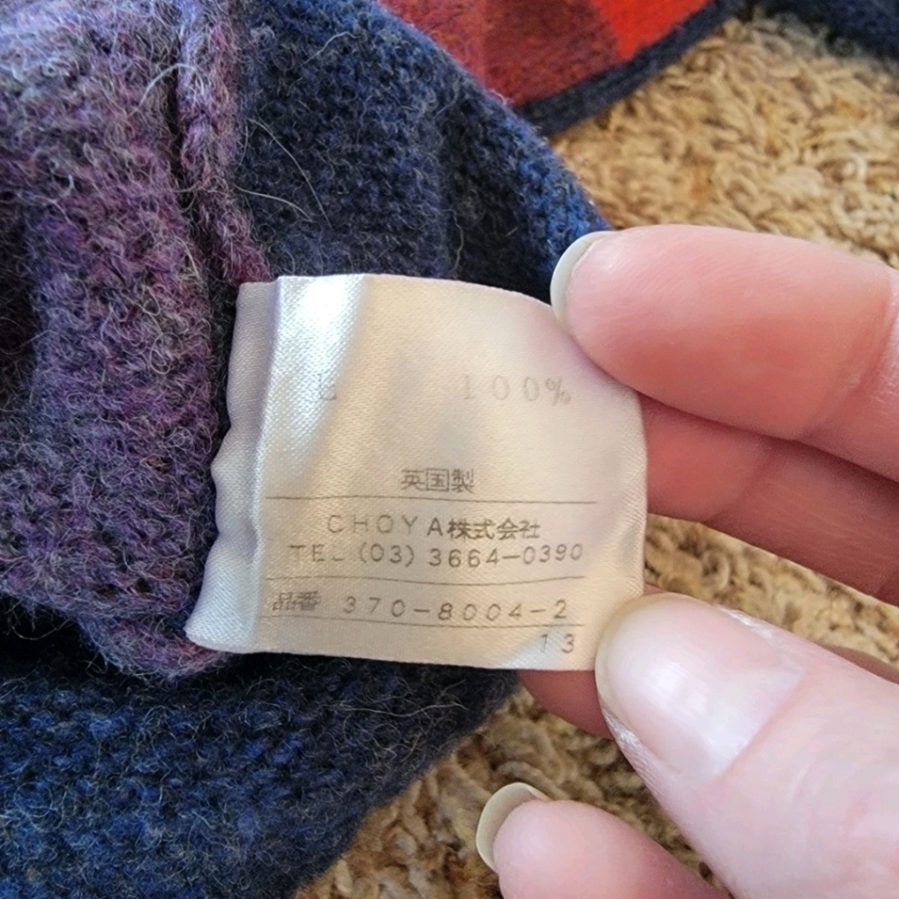 Vtg 100% Wool The National Trust England Rainbow Colorblock Mens Sweater! Large - Picture 8 of 12